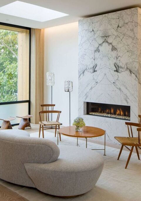 Bookmatched Marble Fireplace